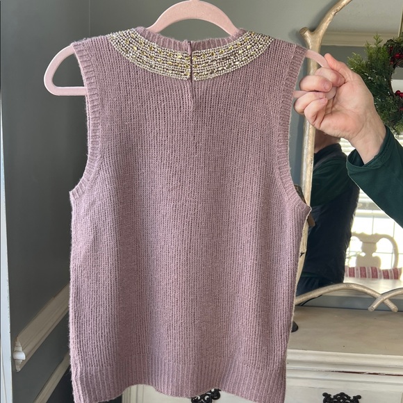 Ralph Lauren Purple Label Mauve Sweater with Embellished Collar - Picture 6 of 6